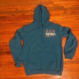 NASA Men’s Hoodie Pullover Athletic long sleeve sweatshirt small navy blue